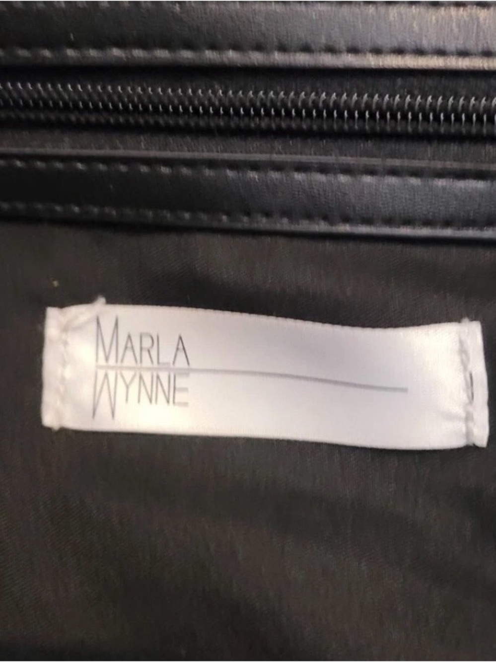 Marla Wynne Tote Bag Black Neoprene with Leather Trim Adjustable Sides & Tassel - Picture 14 of 16
